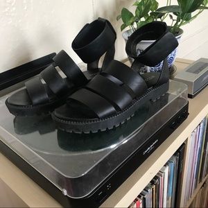 Vegan Leather Sandals With Chunky Sole